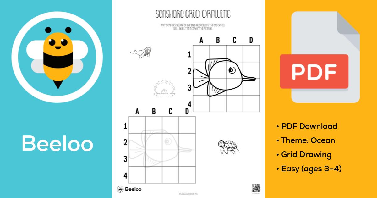 Seashore Grid Drawing • Beeloo Printable Crafts and Activities for Kids