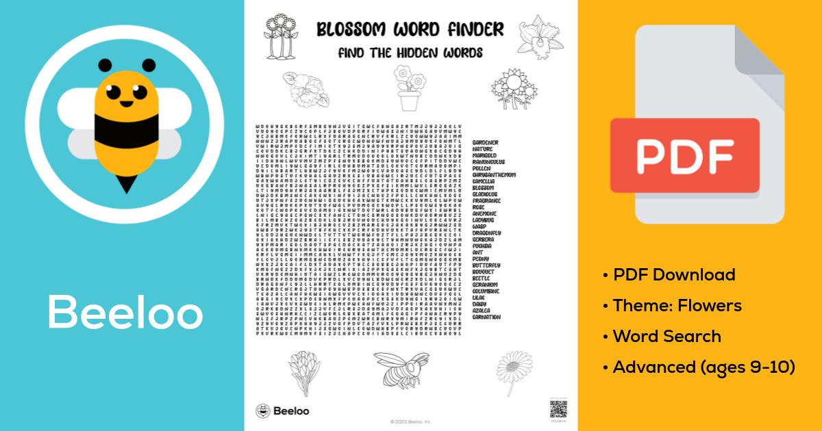 Blossom Word Finder • Beeloo Printable Crafts and Activities for Kids