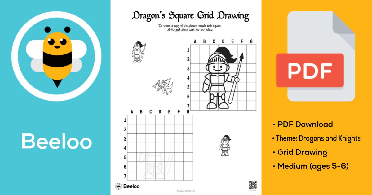 Dragon's Square Grid Drawing • Beeloo Printable Crafts and Activities ...