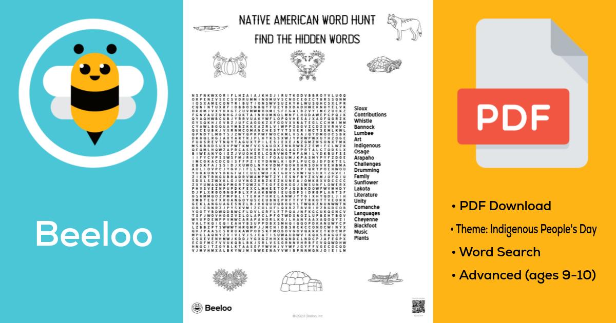 Native American Word Hunt • Beeloo Printable Crafts and Activities for Kids