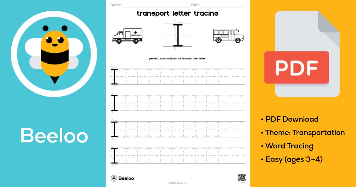 Transport Letter Tracing • Beeloo Printable Crafts and Activities for Kids